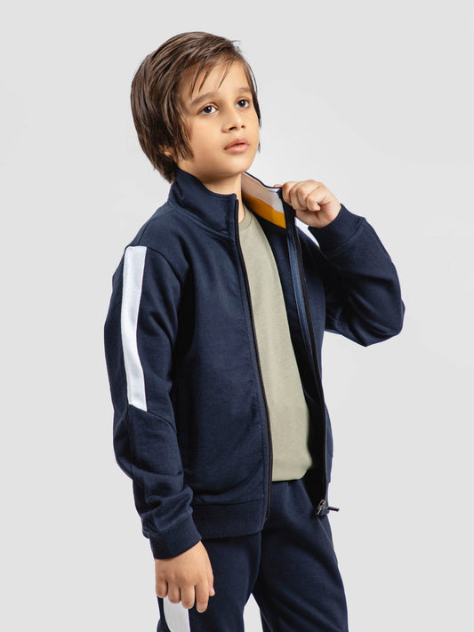 Navy Blue Tracksuit With Upper & Jogger Pajama - Pack Of 2 PC