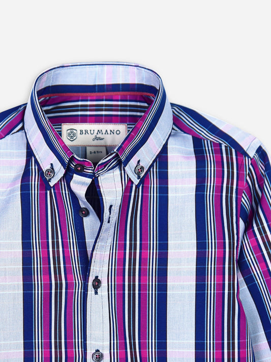 Navy & Magenta Checkered Casual Shirt Brumano Pakistan