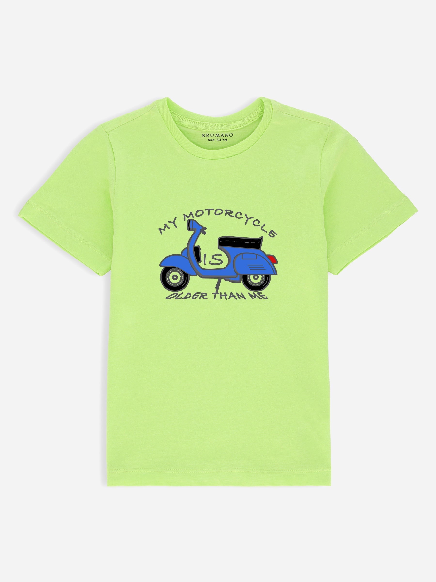 Neon Green Graphic 'Motorcycle' Printed Casual Tee Brumano Pakistan 