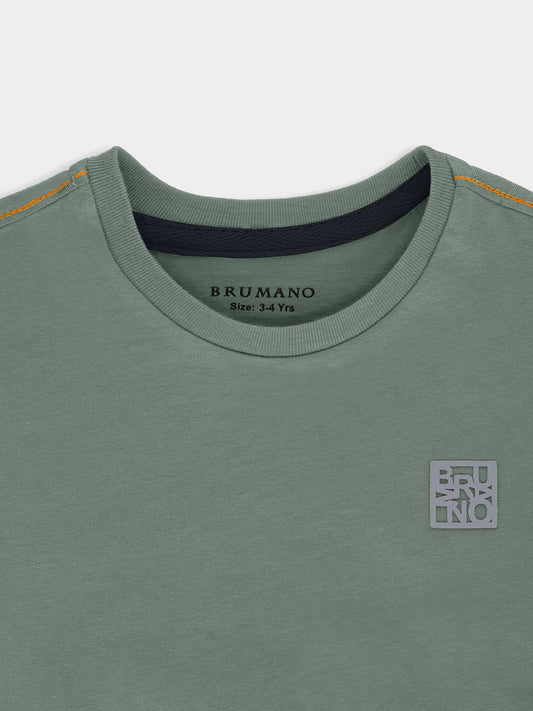 Olive Green Crew Neck Casual T-Shirt Brumano Pakistan