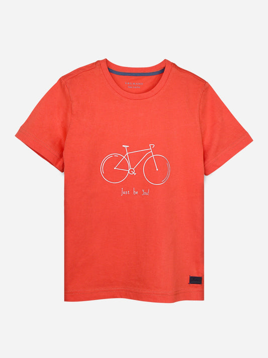 Orange Bicycle Printed Casual T-Shirt Brumano Pakistan