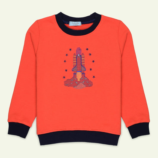 Orange Embroidered Sweatshirt | IXAMPLE