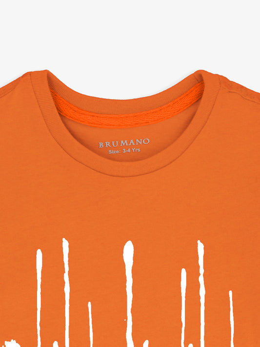 Orange Printed  'Refresh' Casual tee Brumano Pakistan 