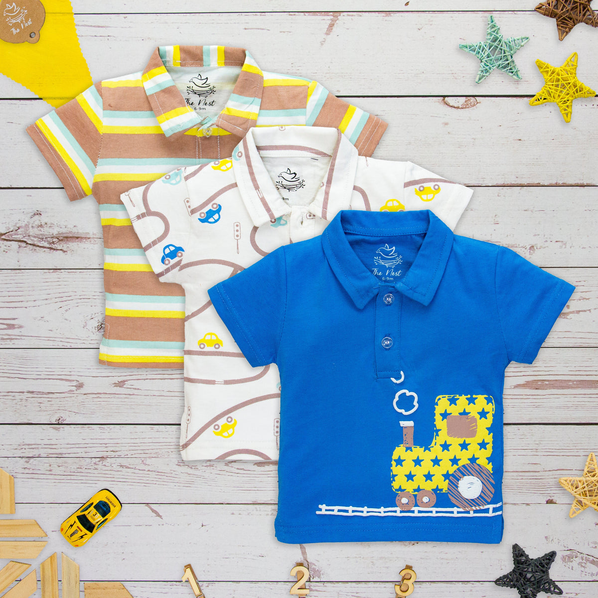 CARS-Polo T-Shirt (Train Blue) Pack of 3 | Tops & T-Shirts | The nest clothing