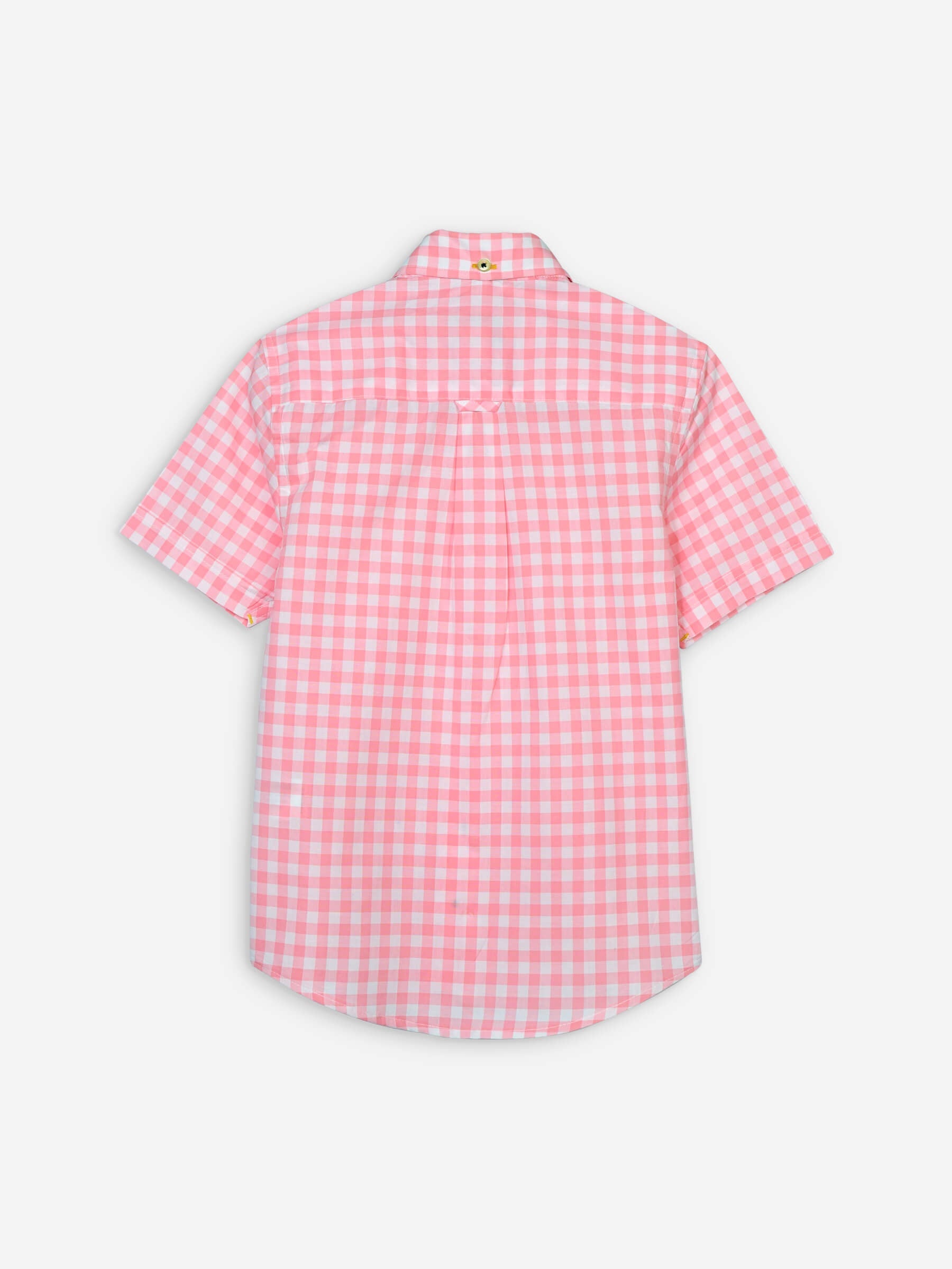 Peach Pink Gingham Short Sleeve Casual Shirt Brumano Pakistan