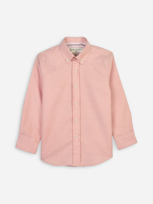 Peach Pink Oxford Long Sleeve Casual Shirt Brumano Pakistan