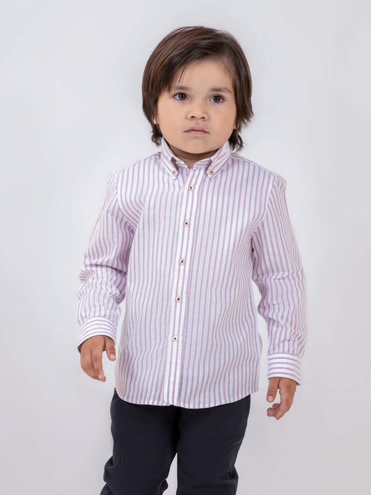 Pink Oxford Striped Long Sleeve Casual Shirt Brumano Pakistan