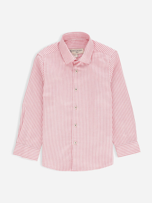 Pink & White Striped Long Sleeve Casual Shirt Brumano Pakistan