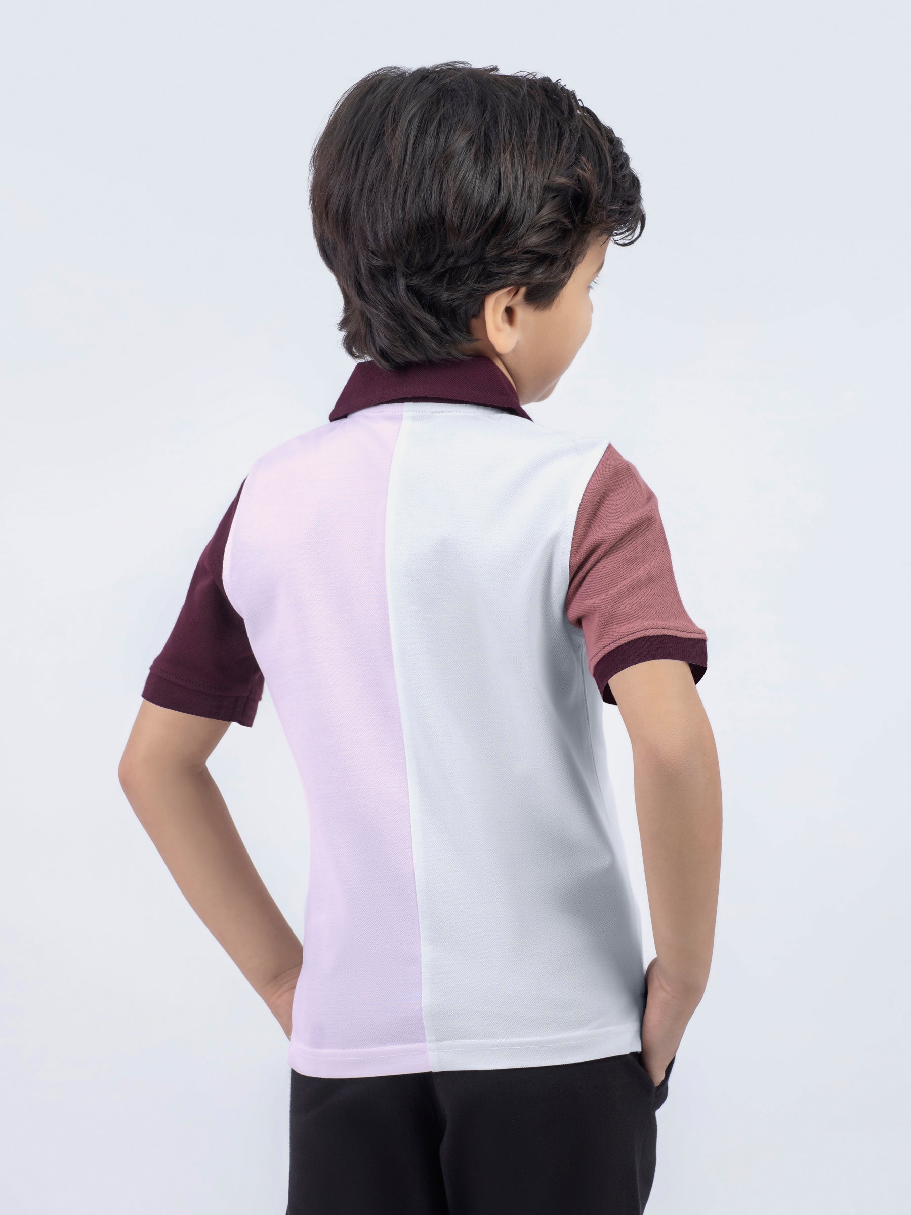 Pink & White Two-Tone Casual Pique Polo Brumano Pakistan