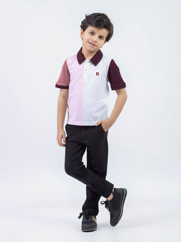 Pink & White Two-Tone Casual Pique Polo Brumano Pakistan