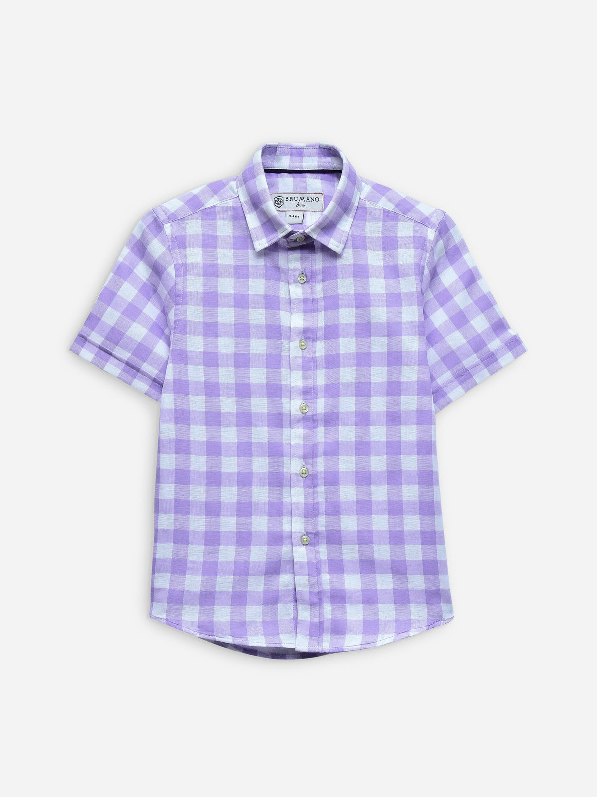 Purple Large Gingham Half Sleeve Casual Shirt Brumano Pakistan