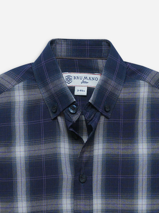 Purple & Grey Light Weight Checkered Casual Shirt Brumano Pakistan