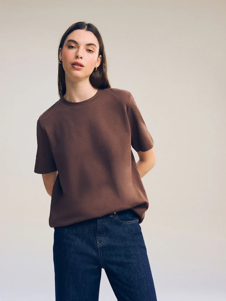 Chocolate Brown Heavyweight Short Sleeve Crew Neck T-Shirt