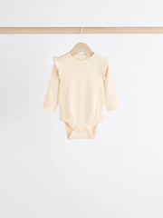Pink/Cream Baby Long Sleeve Frill Bodysuits 4 Pack (0mths-2yrs)