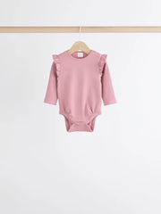 Pink/Cream Baby Long Sleeve Frill Bodysuits 4 Pack (0mths-2yrs)