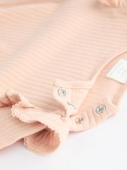 Pink/Cream Baby Long Sleeve Frill Bodysuits 4 Pack (0mths-2yrs)