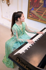 Emrel green gown lehnga eastern western cut