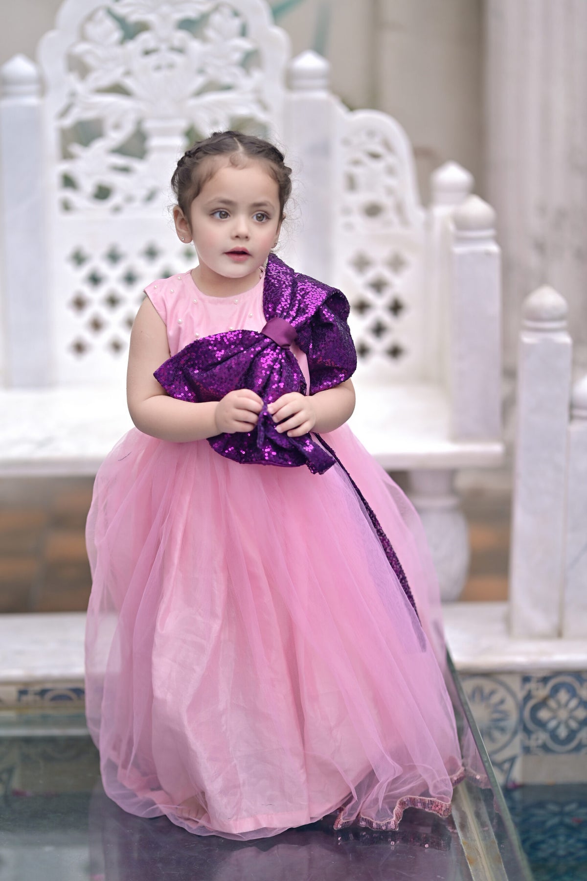 Pink Plum Sequins Bow