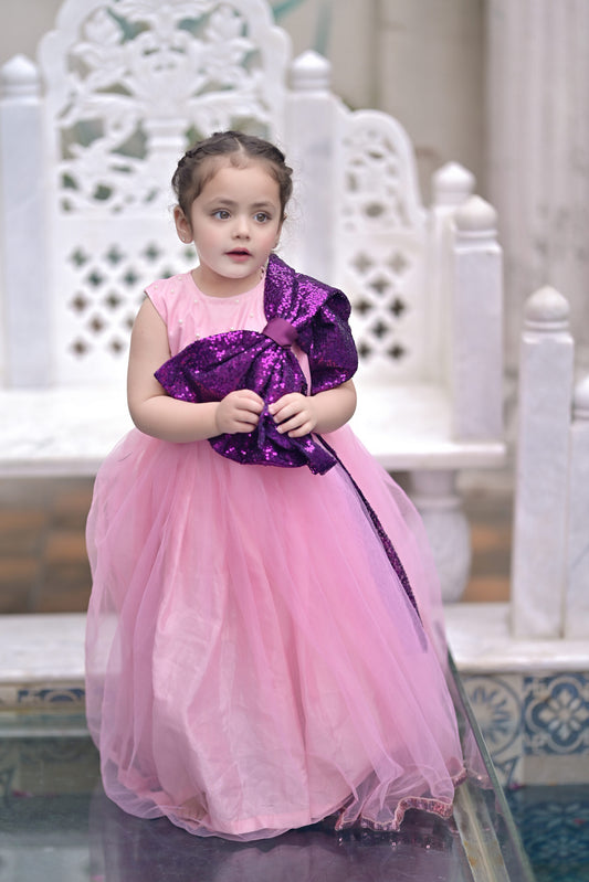 Pink Plum Sequins Bow