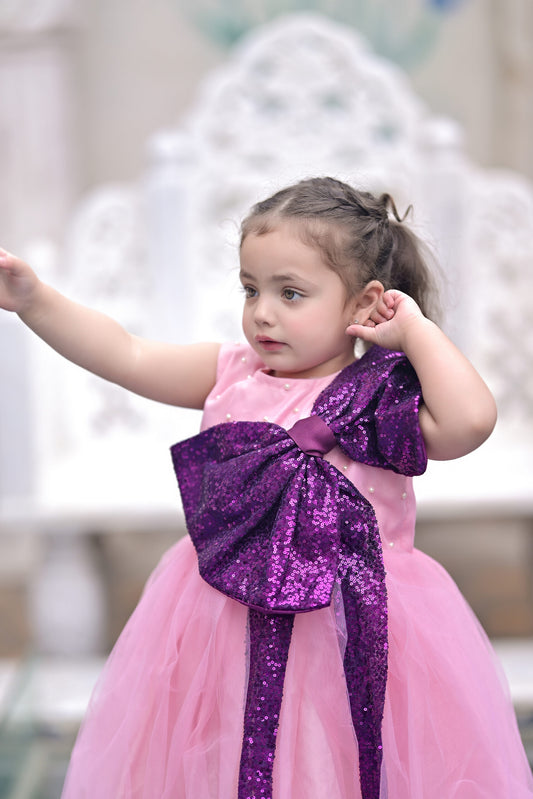Pink Plum Sequins Bow