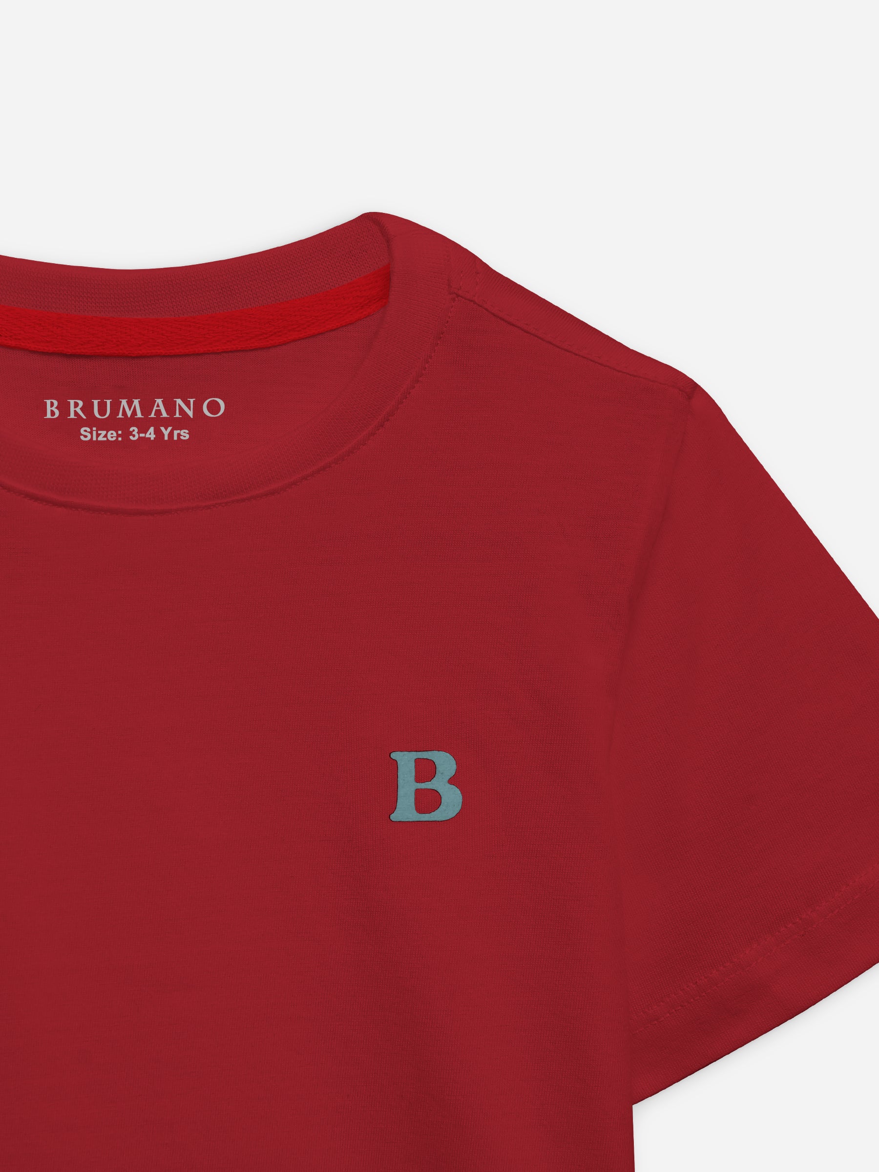 Red 100% Cotton Casual Tee Brumano Pakistan