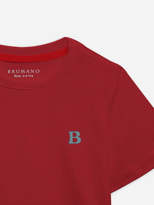 Red 100% Cotton Casual Tee Brumano Pakistan