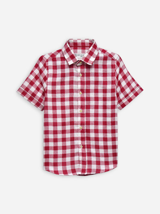 Red Large Gingham Half Sleeve Casual Shirt  Brumano Pakistan