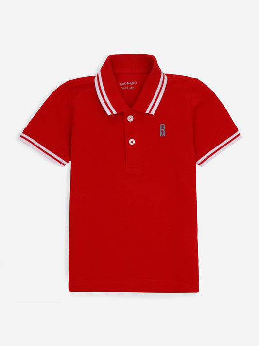 Red Pique Casual Tipped polo Brumano Pakistan