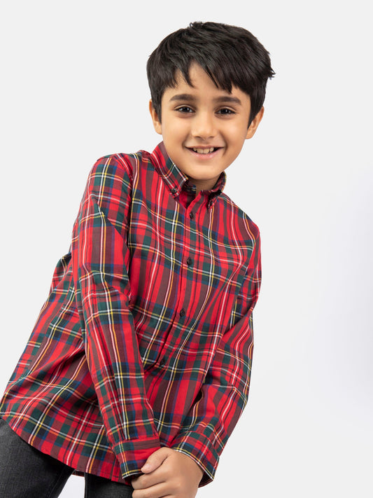 Red & Green Tartan Plaid Casual Shirt Brumano Pakistan