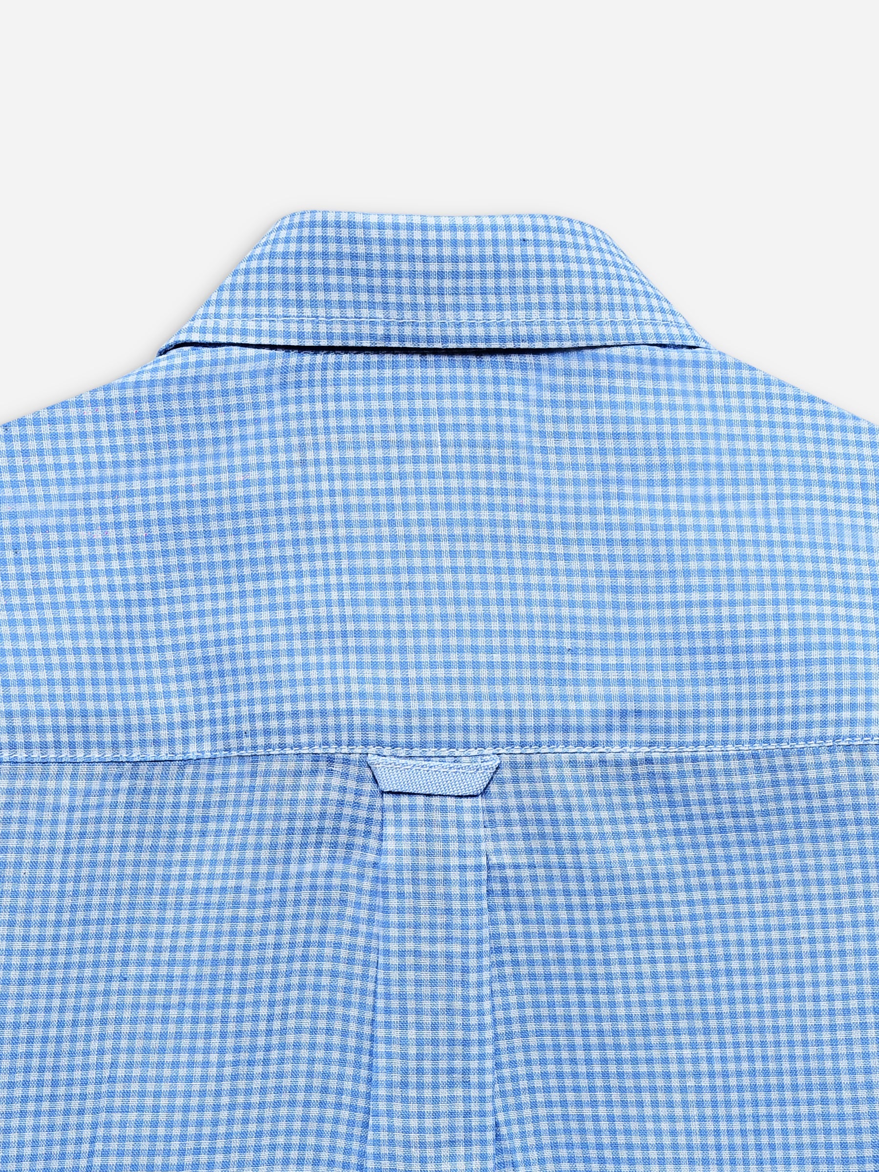 Sky Blue Gingham Button Down Casual Shirt Brumano Pakistan