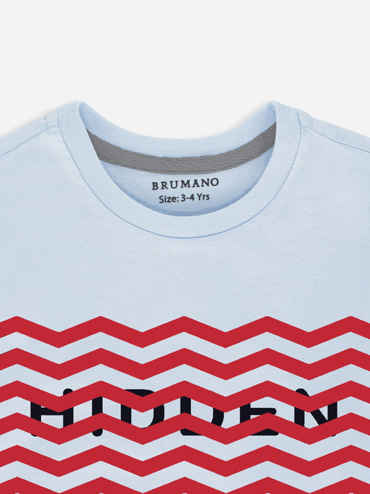 Sky Blue Graphic 'Hidden' Printed Casual Tee Brumano Pakistan