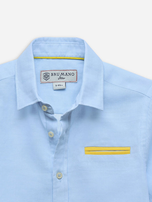 Sky Blue Half Sleeve Casual Shirt With Pocket Detailing Brumano Pakistan