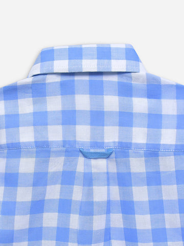 Sky Blue Large Gingham Half Sleeve Casual Shirt