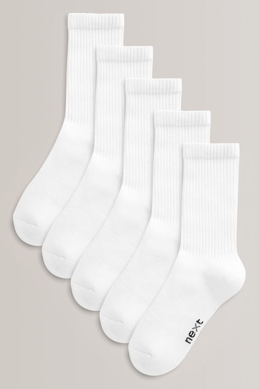 5 Pack Cotton Rich Cushioned Footbed Ribbed Socks NEXT UK