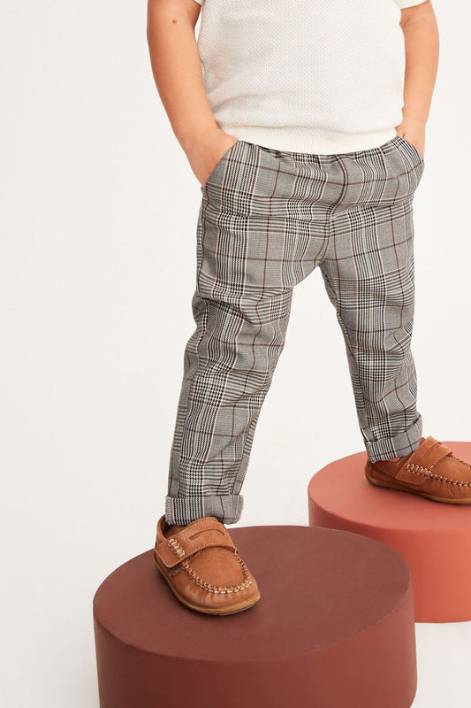 Neutral Pull-On Check Trousers NEXT UK