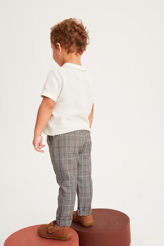 Neutral Pull-On Check Trousers NEXT UK