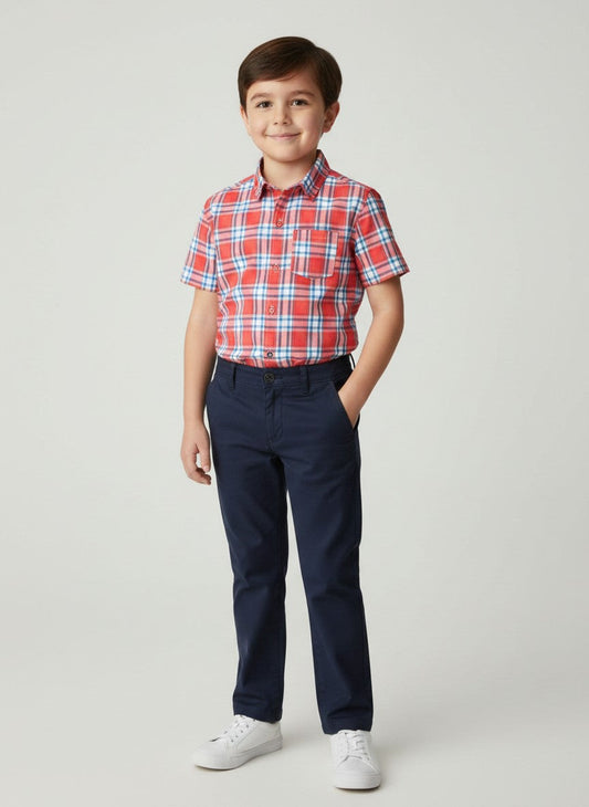Boys Red Check Shirt