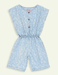 Girls Printed Denim Playsuit