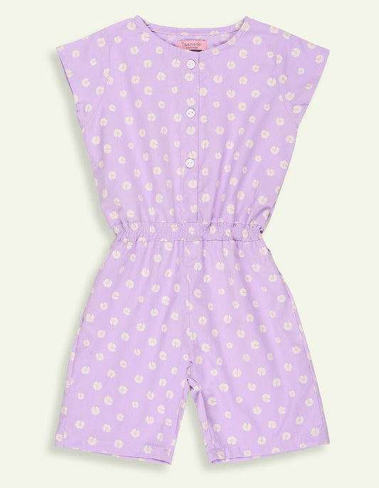 Girls Floral Printed Playsuit