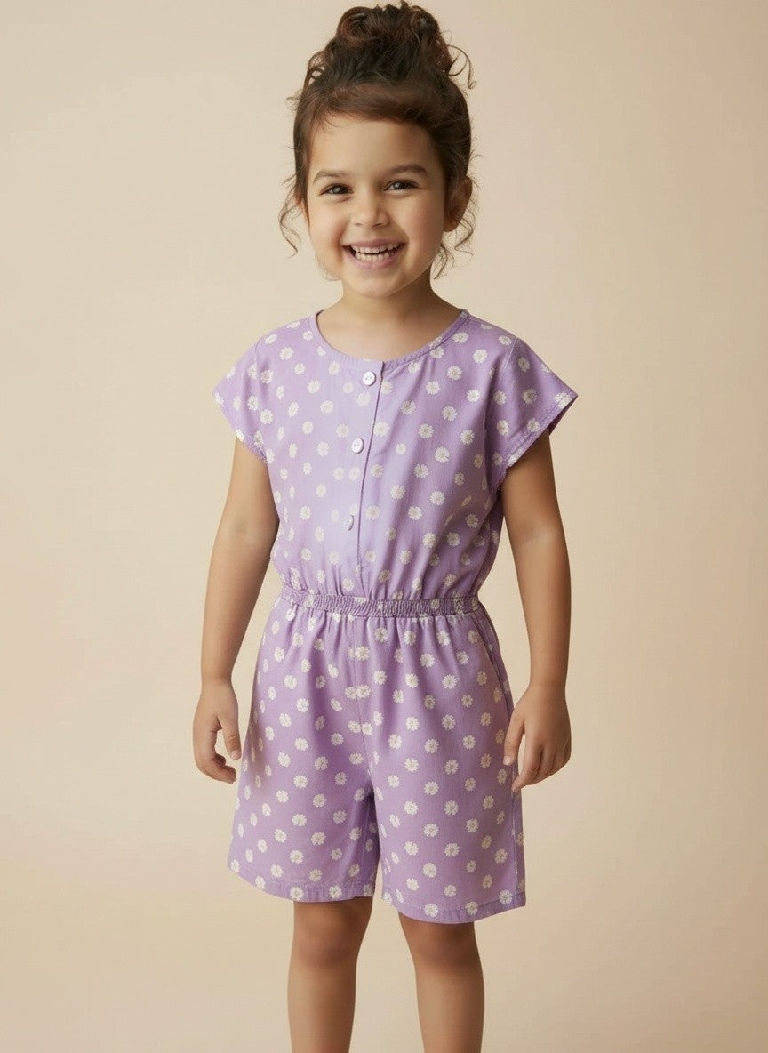 Girls Floral Printed Playsuit