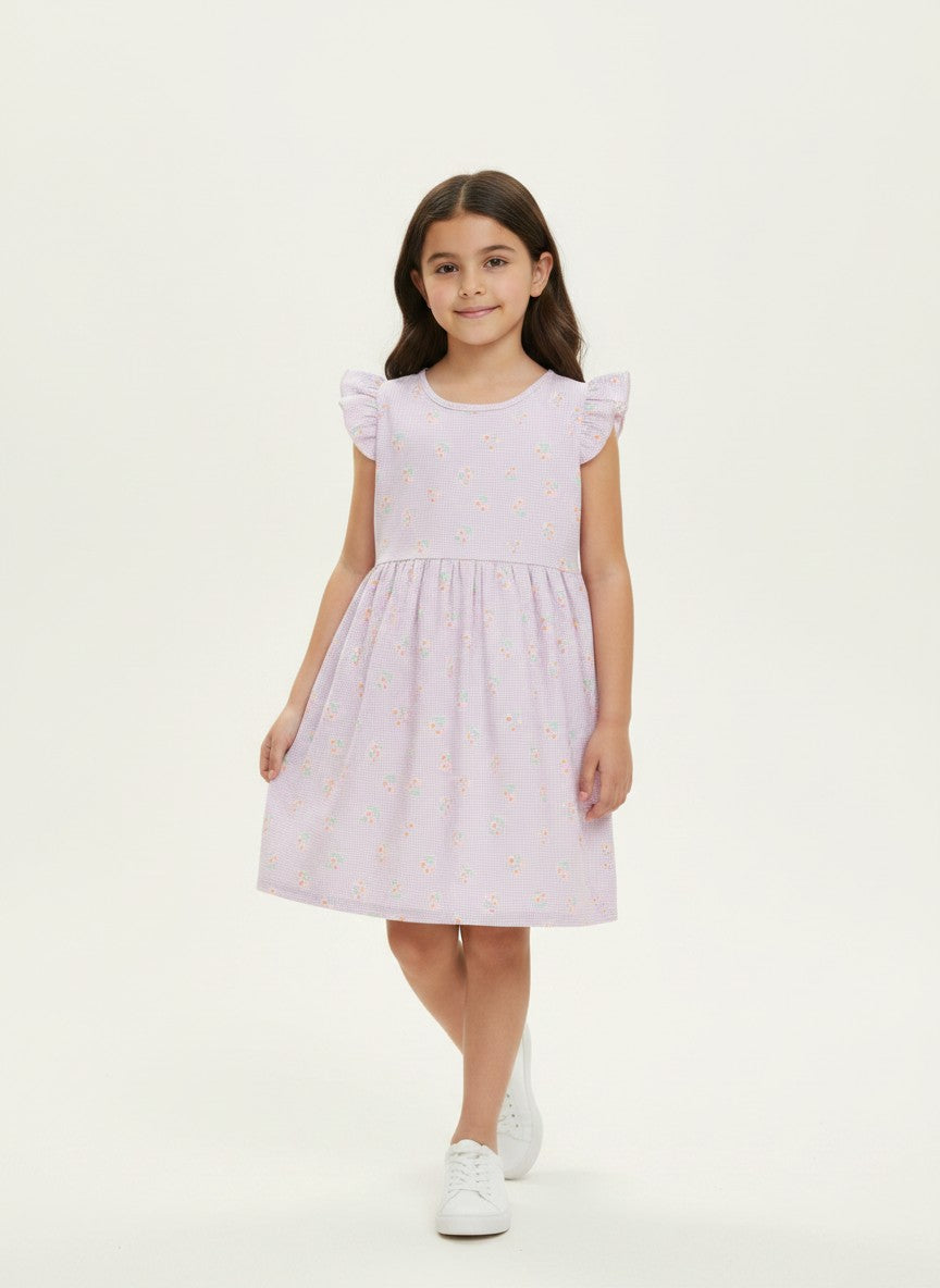 Purple Floral Cotton Dress
