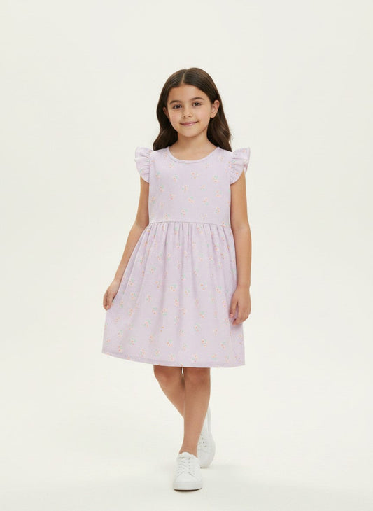 Purple Floral Cotton Dress