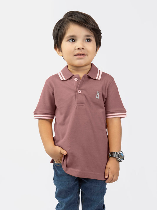 Tea Pink Pique Casual Tipped Polo Brumano Pakistan