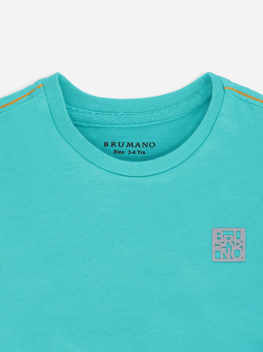 Turquoise Basic Crew Neck Casual T-Shirt Brumano Pakistan