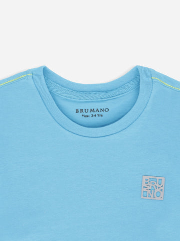 Turquoise Basic Crew Neck Casual T-Shirt Brumano Pakistan