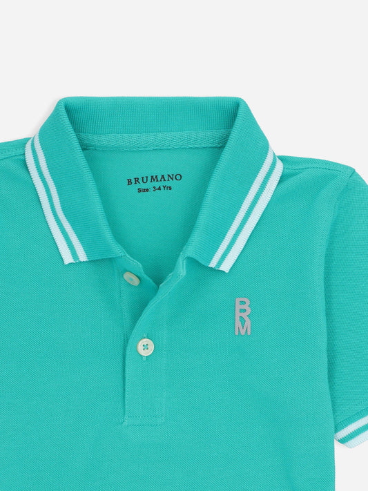 Turquoise Pique Casual Tipped polo Brumano Pakistan