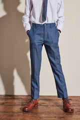 Bright Blue Check Skinny Fit Trousers NEXT UK