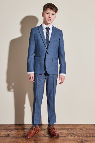 Bright Blue Check Skinny Fit Trousers