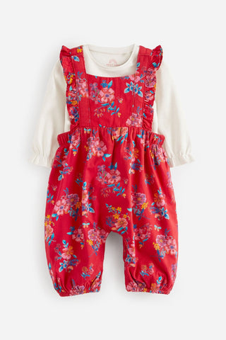 2 Piece Baby Frill Dungarees And Bodysuit Set