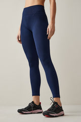 Navy Blue Ribbed Seamless High Waist Leggings